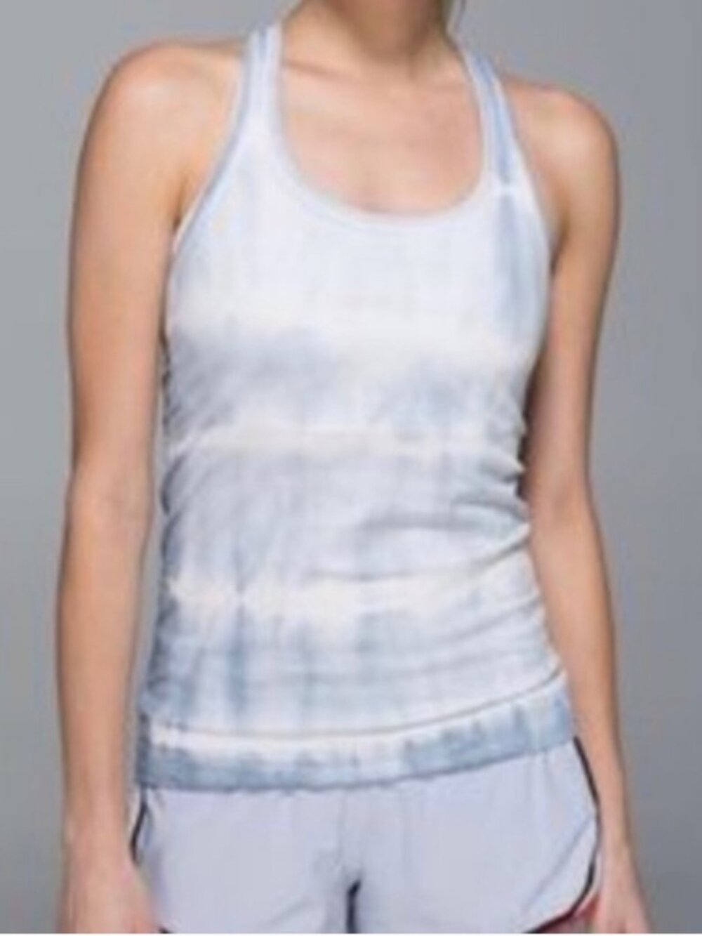 lululemon athletica Light Grey & Cream Tie-Dye Racerback Tank